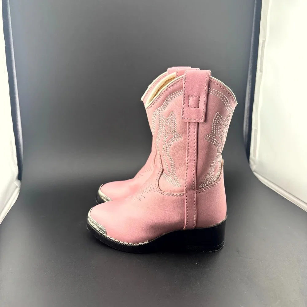 Durango BT758 Western Boots Kids US 5.5D Pink Embroidered Rubber Sole Bootie